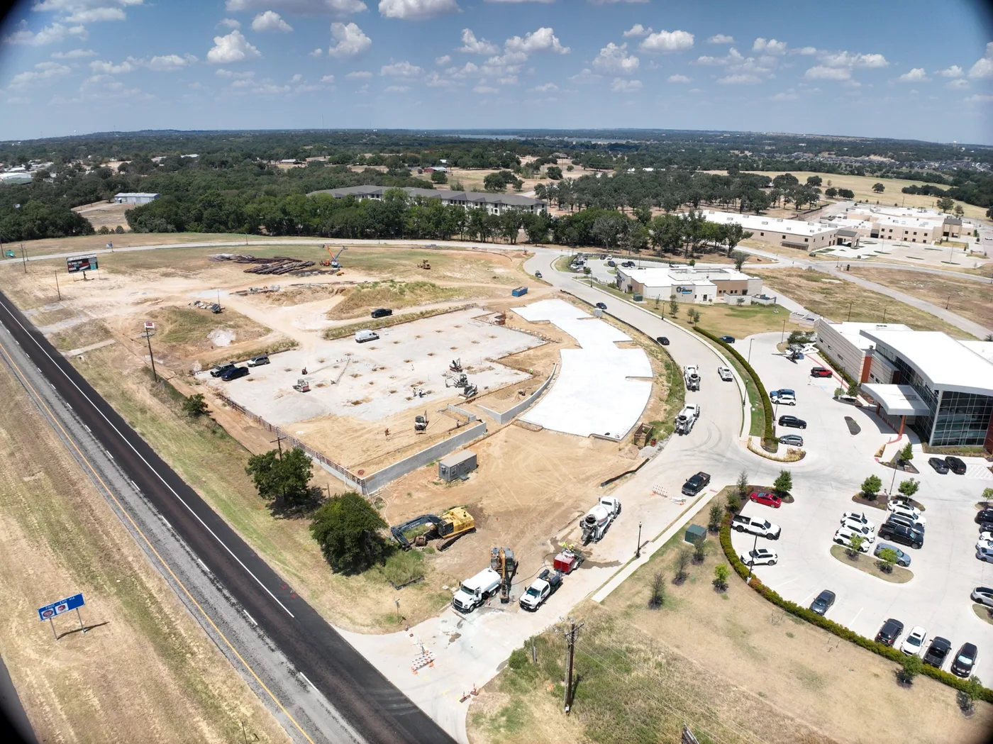 Aerial view of the Adobe Interiors building pad